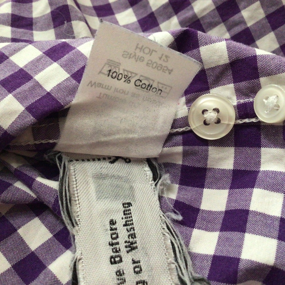 J. Crew Purple and white checked men’s shirt. Size extra small. Excellent condit - Picture 6 of 7